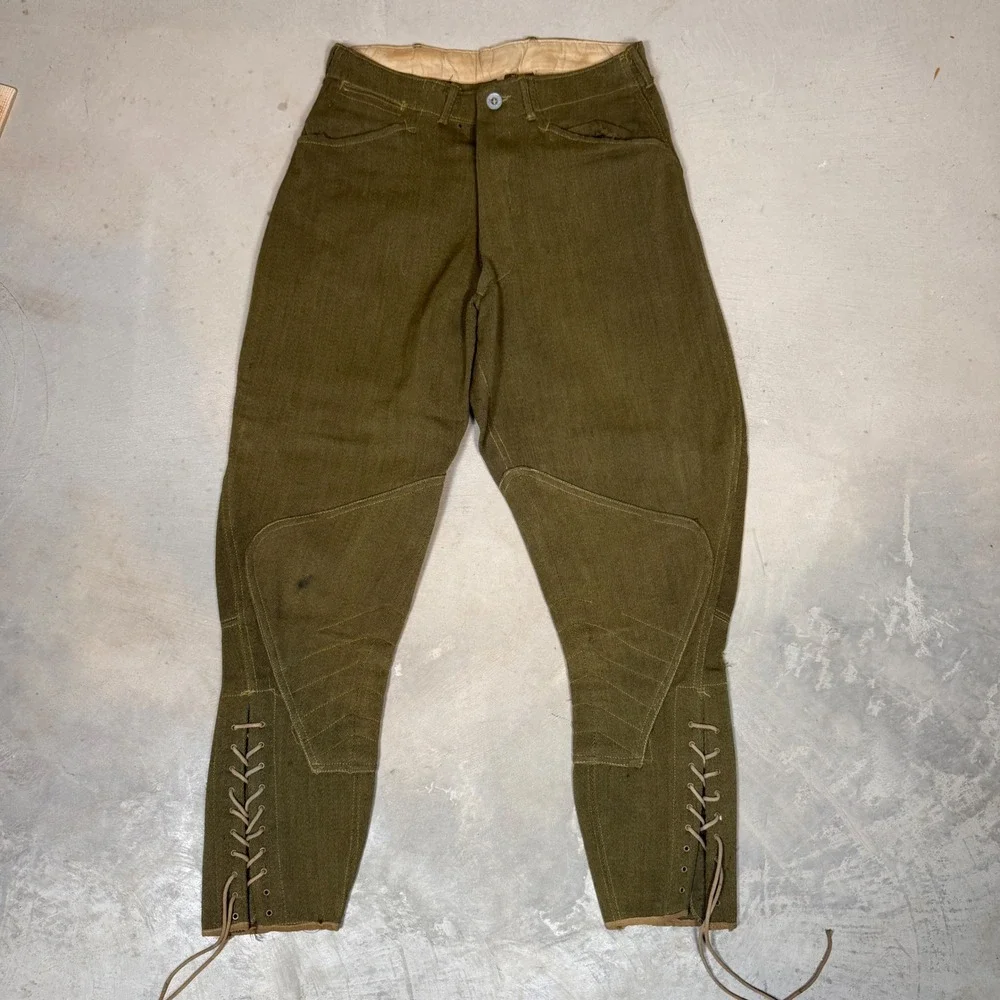 Vintage WWI US Army military Wool Breeches M1917 Doughboy Jodhpurs Olive Drab 30
